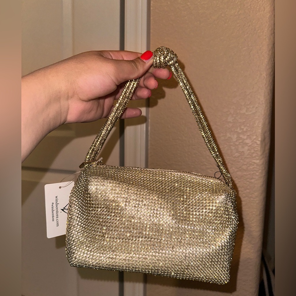 Gold Rhinestone Evening Shoulder Bag